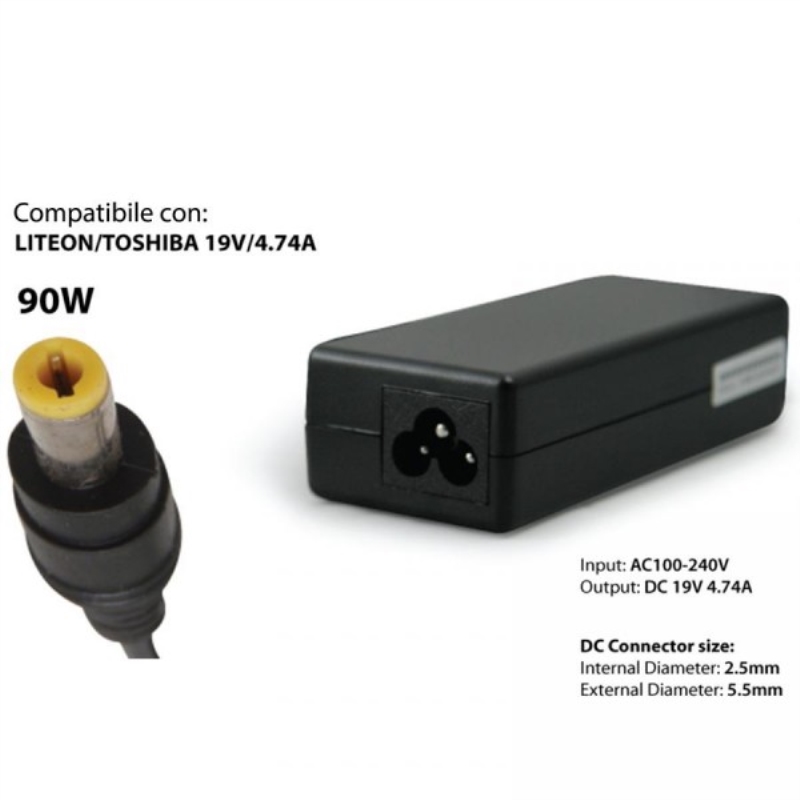 TECNOSHOP Alimentatore universale Hantol per PC portatili Liteon e Toshiba 19 V